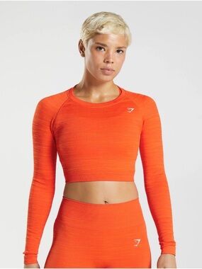 ADAPT MARL SEAMLESS LONG SLEEVE CROP TOP